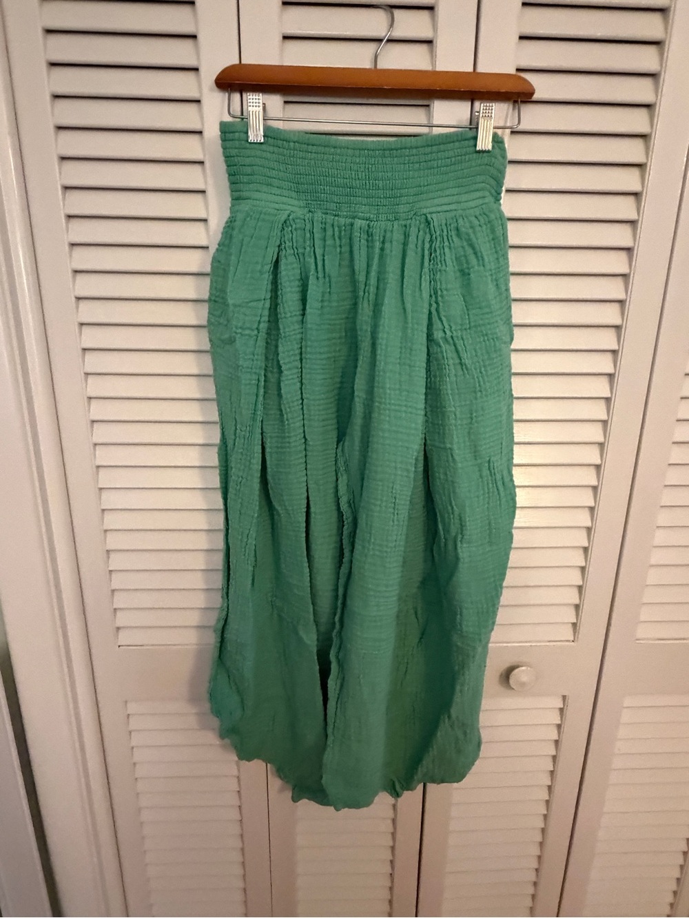 Free People Wide Leg Pants in Mint Green Waffle Knit